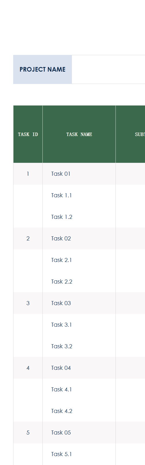 1-year gantt chart template excel screenshot — PlanoraNest Excel template